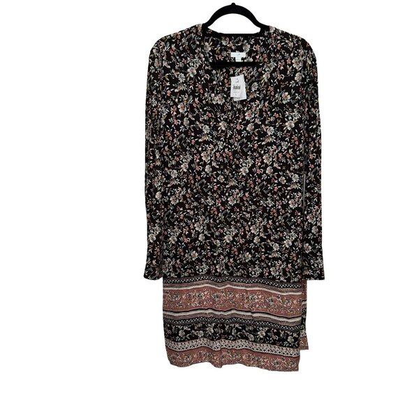 J.Jill Women's Midnite Floral Long Sleeve Cottage Core/Boho Dress Sz L NWT - Picture 1 of 13